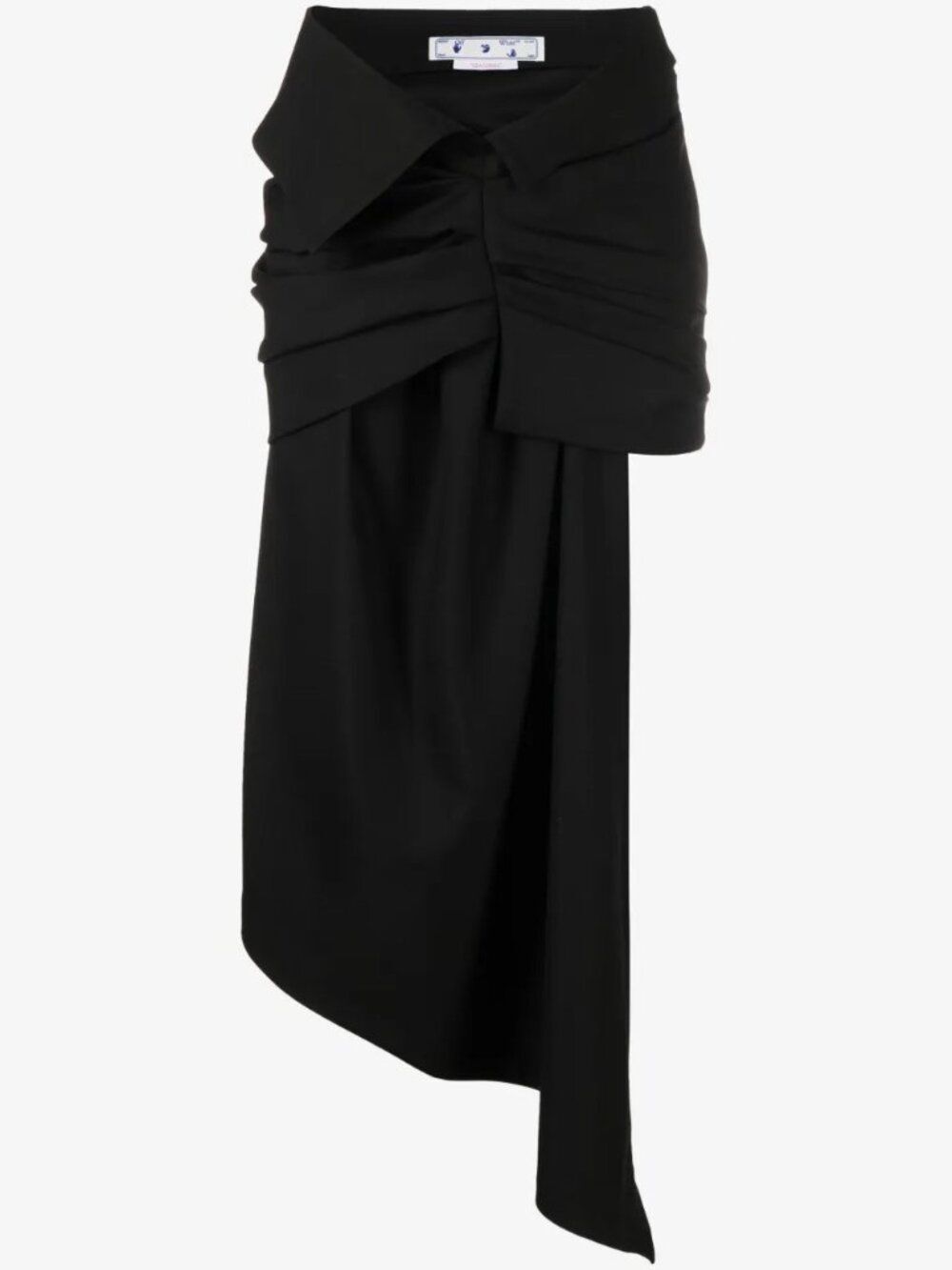 NWT Off-White Box-Pleat Asymmetric Black Mini Skirt Sz 38 IT